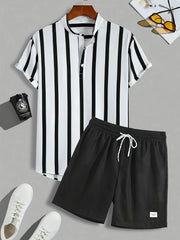 Men's Summer Striped Shirt & Shorts Set
